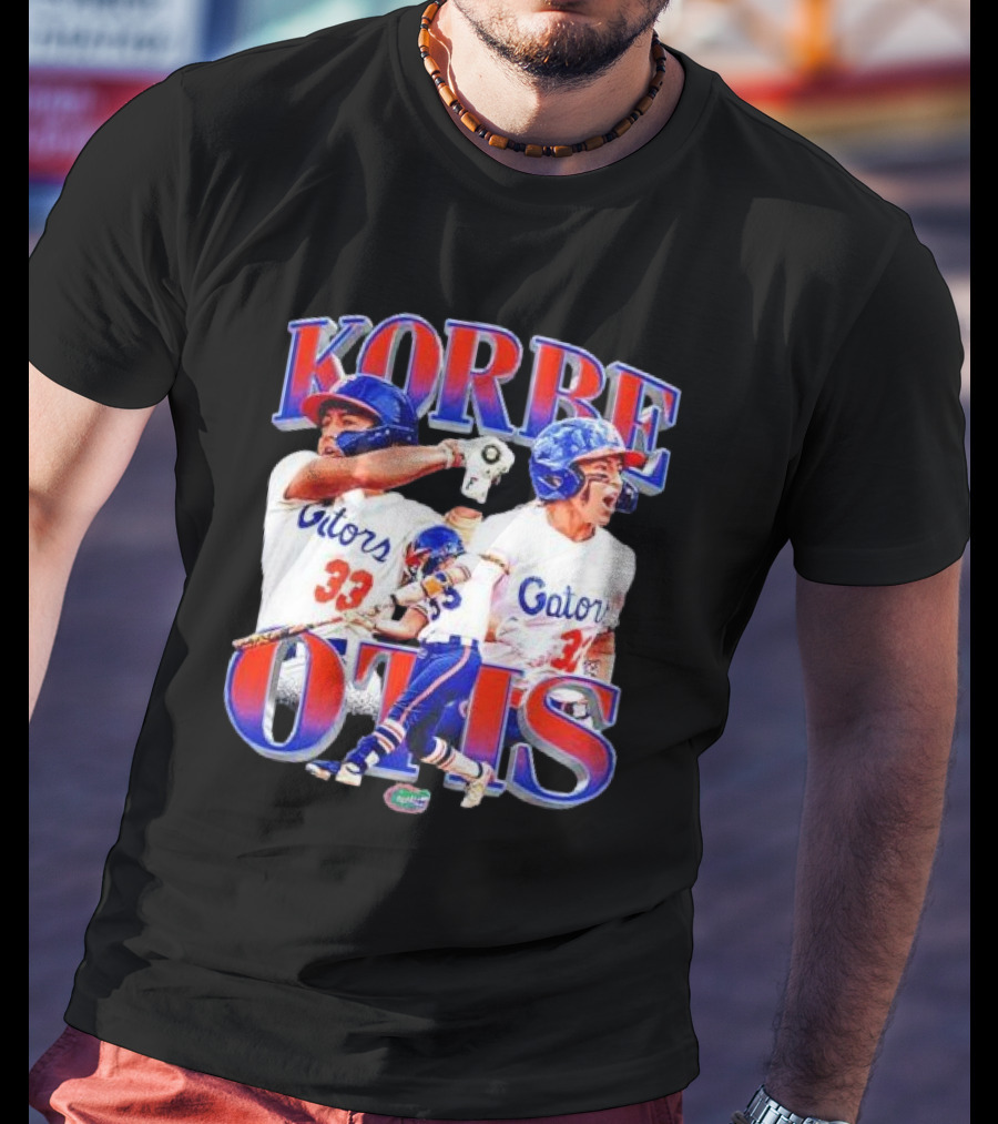 Korbe Otis Florida Gators Softball Player 33 Gators Blue Helmet Collage T-Shirt