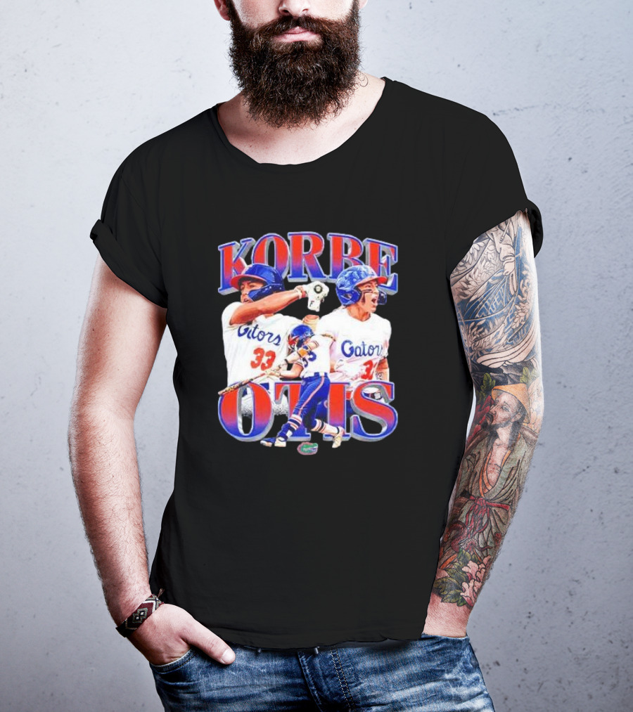 Korbe Otis Florida Gators Softball Player 33 Gators Blue Helmet Collage T-Shirt