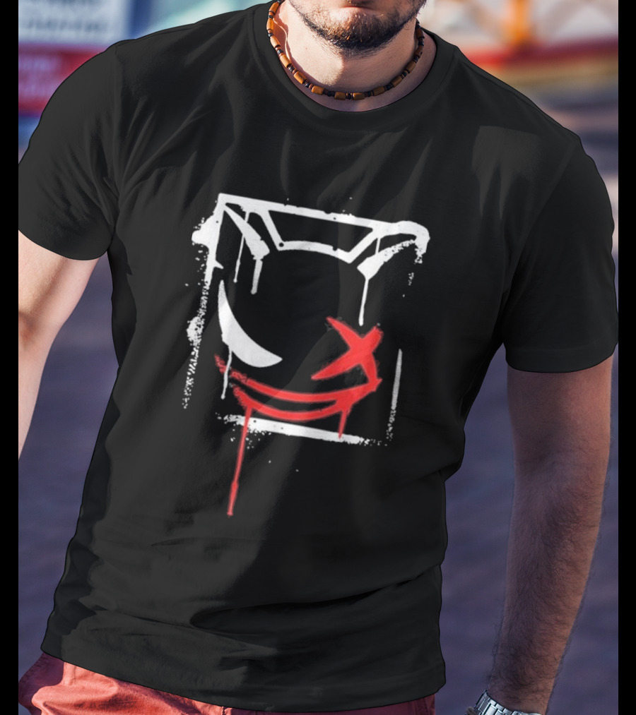 Kreekcraft Graffiti Smiling Face With Dripping Red X T-Shirt