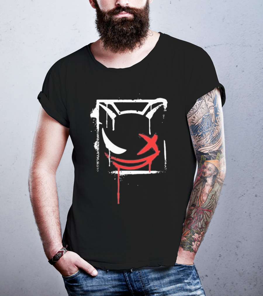 Kreekcraft Graffiti Smiling Face With Dripping Red X T-Shirt