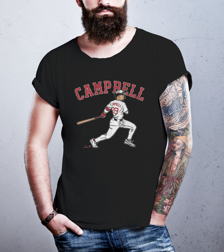 CAMPBELL 28 Baseball Player Swing Illustration T-Shirt