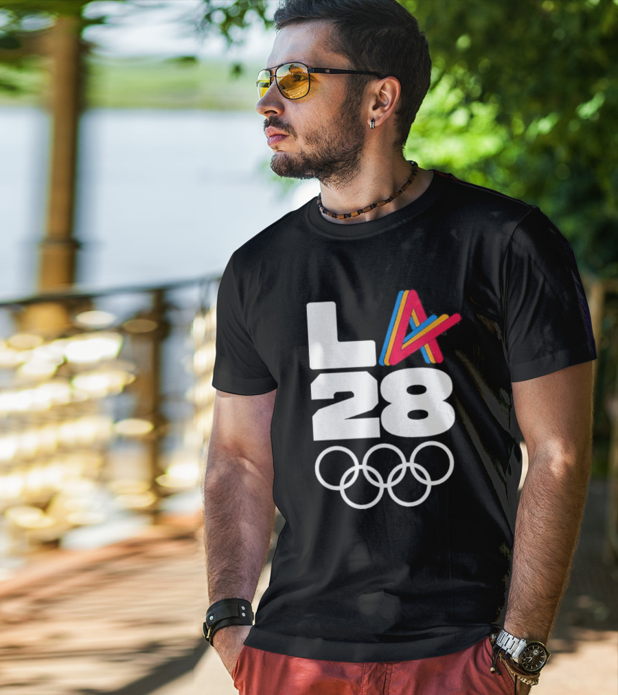 LA 2028 Olympics Multicolor Logo With Rings T-Shirt