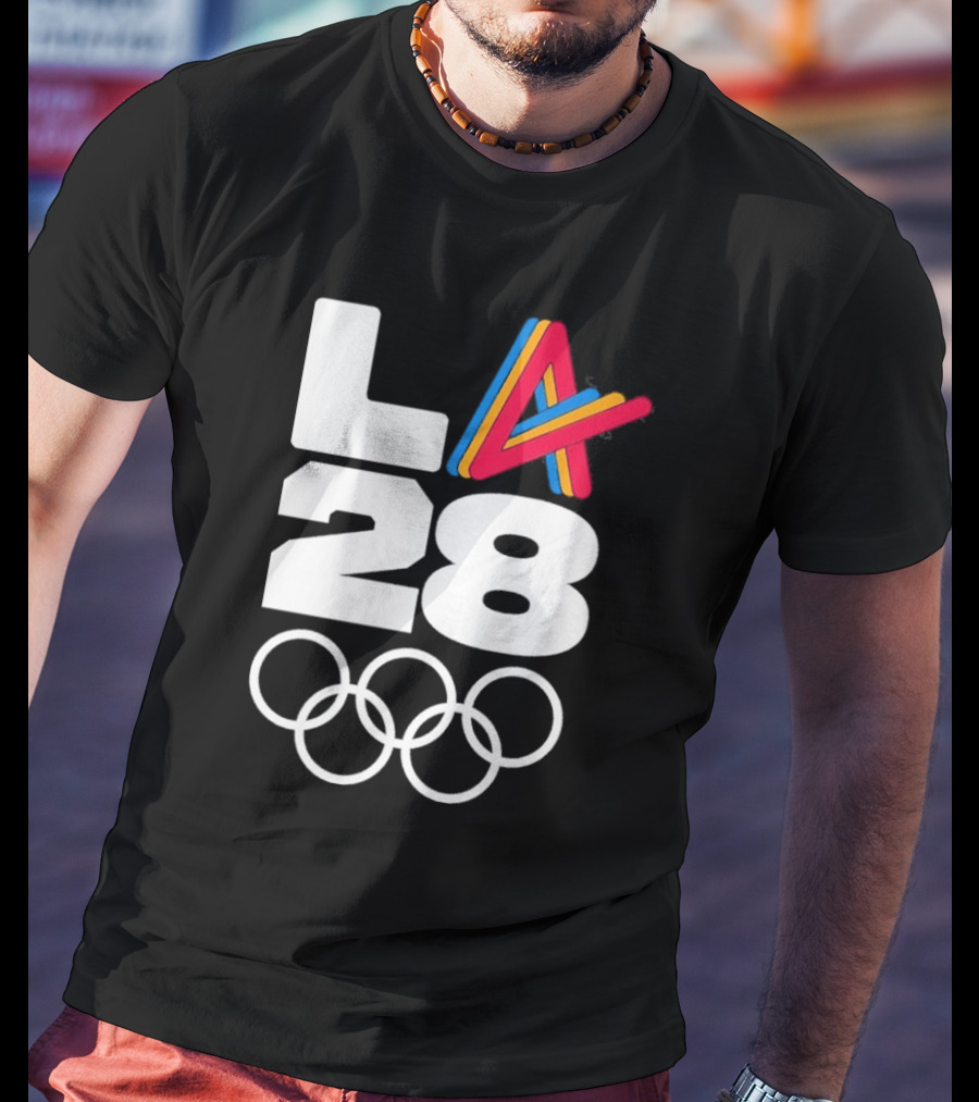 LA 2028 Olympics Multicolor Logo With Rings T-Shirt