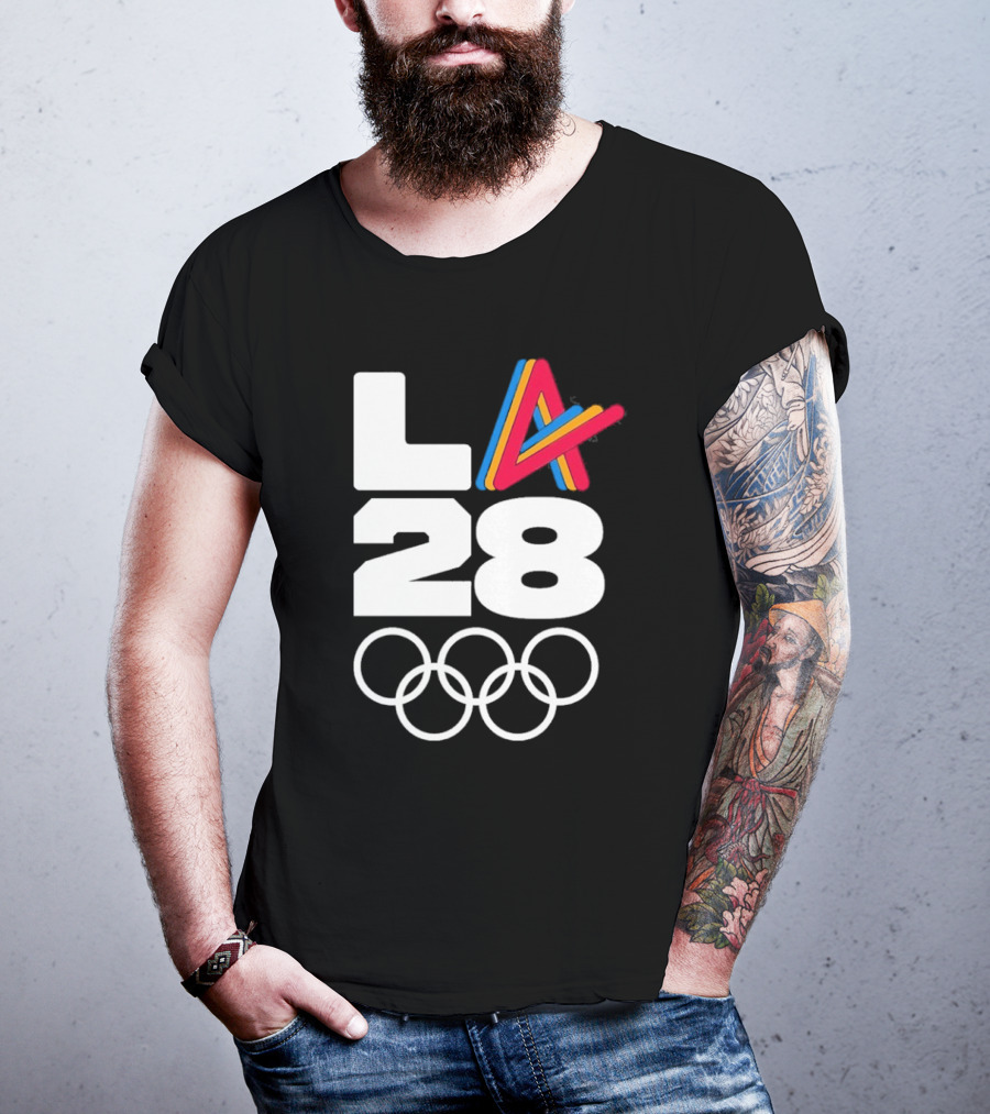 LA 2028 Olympics Multicolor Logo With Rings T-Shirt