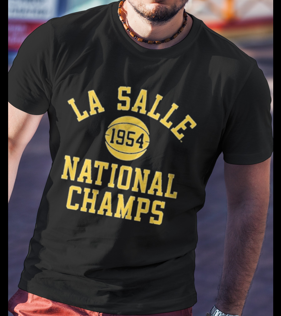 La Salle 1954 Basketball National Champs Retro Sports Arch Text Design T-Shirt
