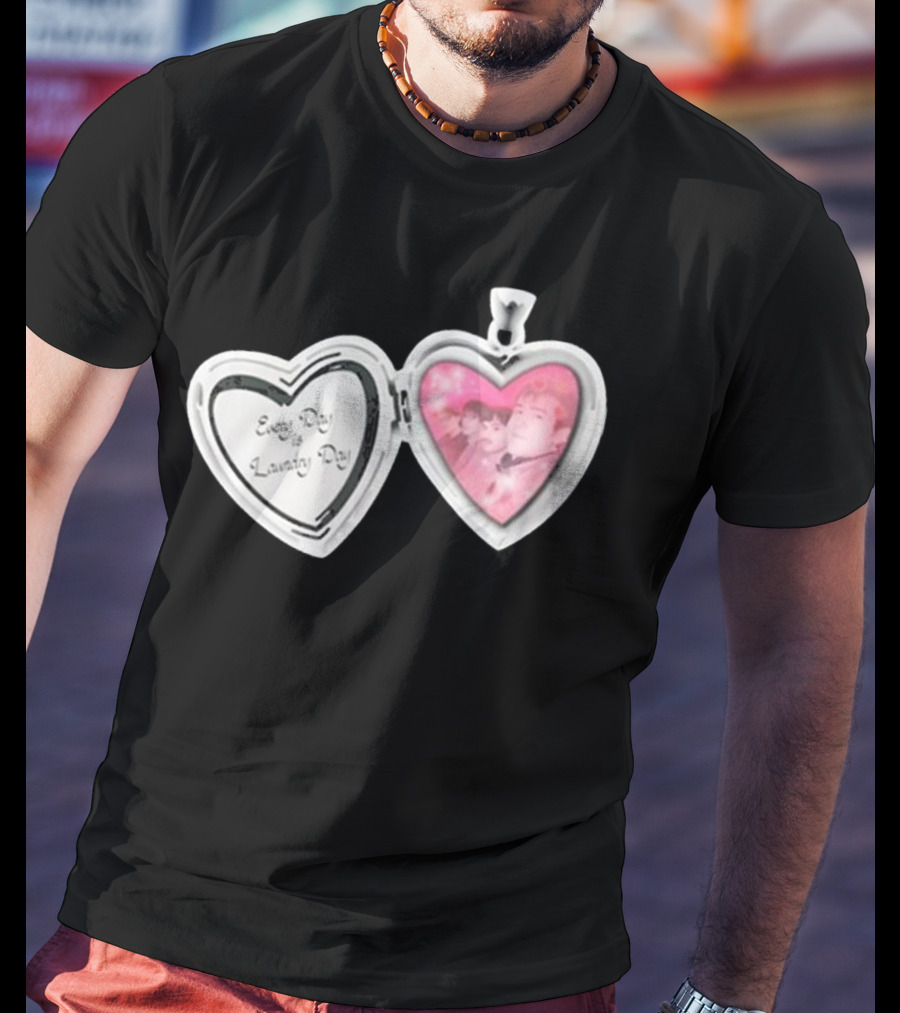 Every Day Laundry Day Heart Locket Pink Photo Charm T-Shirt