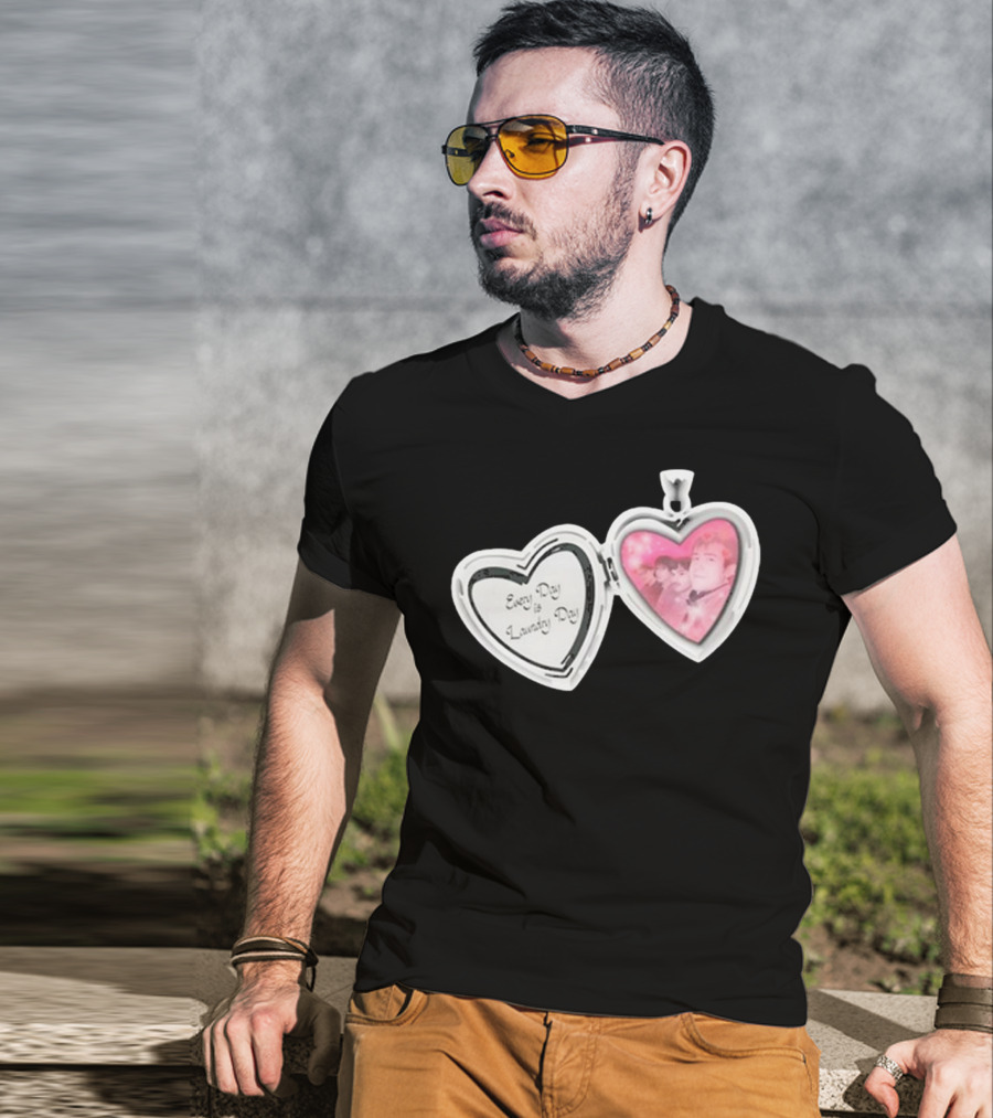Every Day Laundry Day Heart Locket Pink Photo Charm T-Shirt