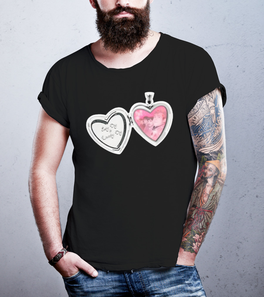 Every Day Laundry Day Heart Locket Pink Photo Charm T-Shirt