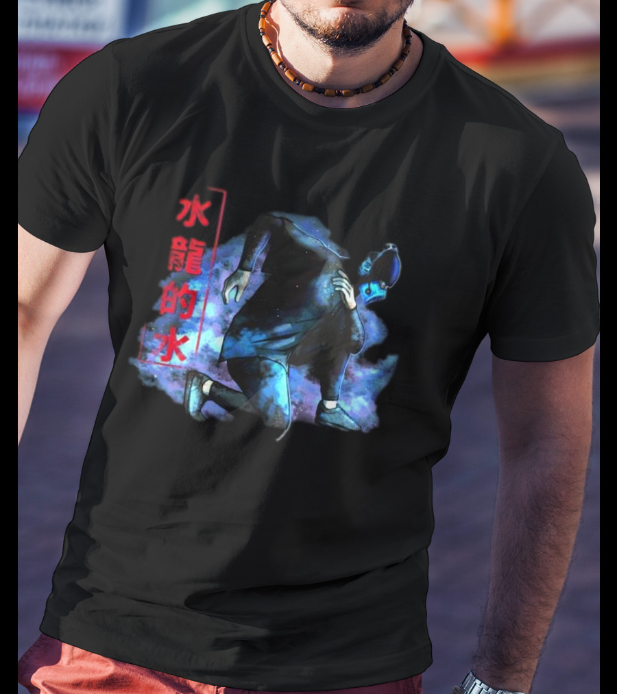 Lin Kuei Armory Icy Water Dragons Masked Figure In Blue Aura T-Shirt
