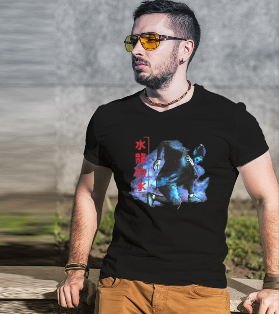Lin Kuei Armory Icy Water Dragons Masked Figure In Blue Aura T-Shirt