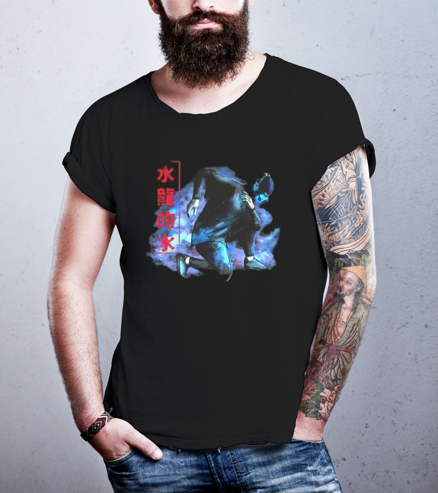 Lin Kuei Armory Icy Water Dragons Masked Figure In Blue Aura T-Shirt