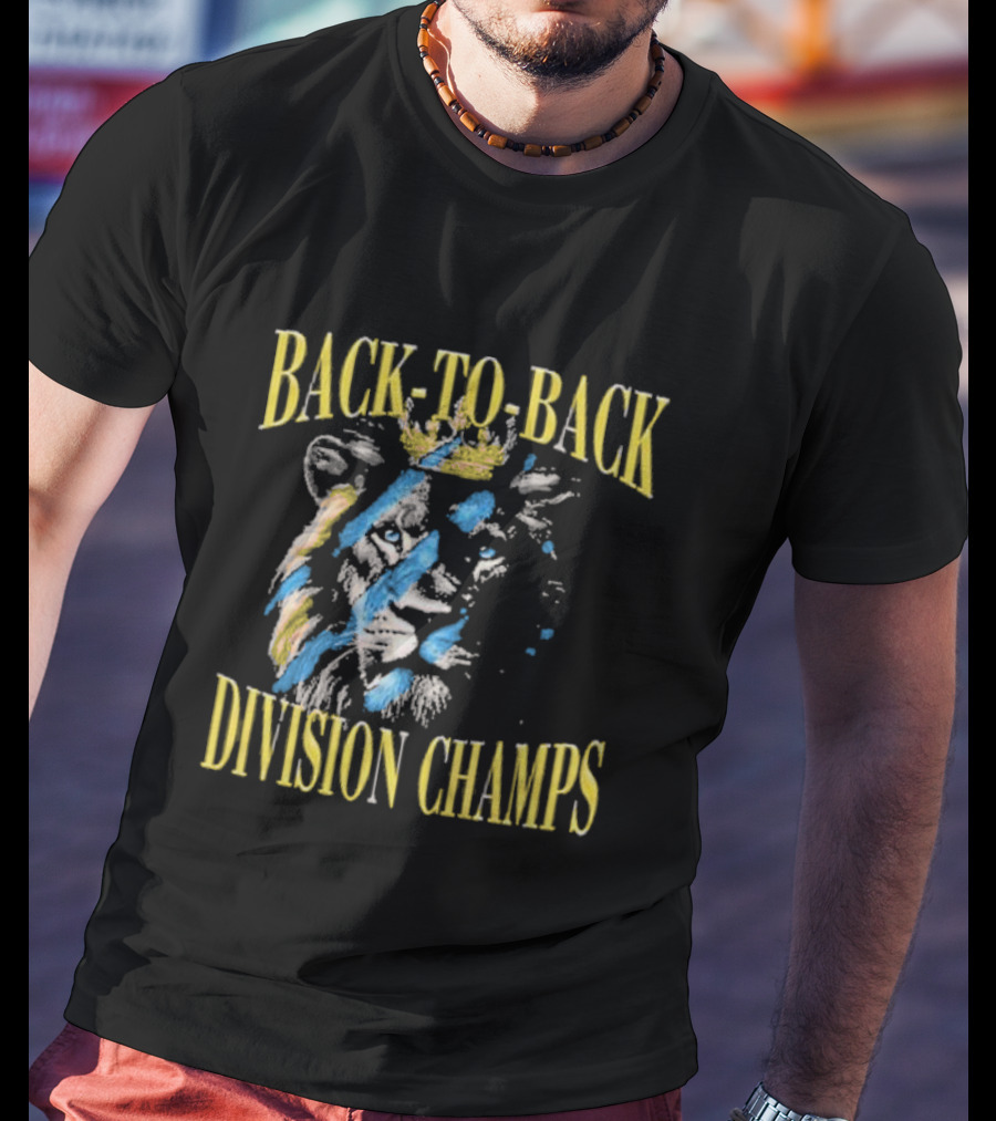 Back To Back Division Champs Lion With Crown Stripes T-Shirt