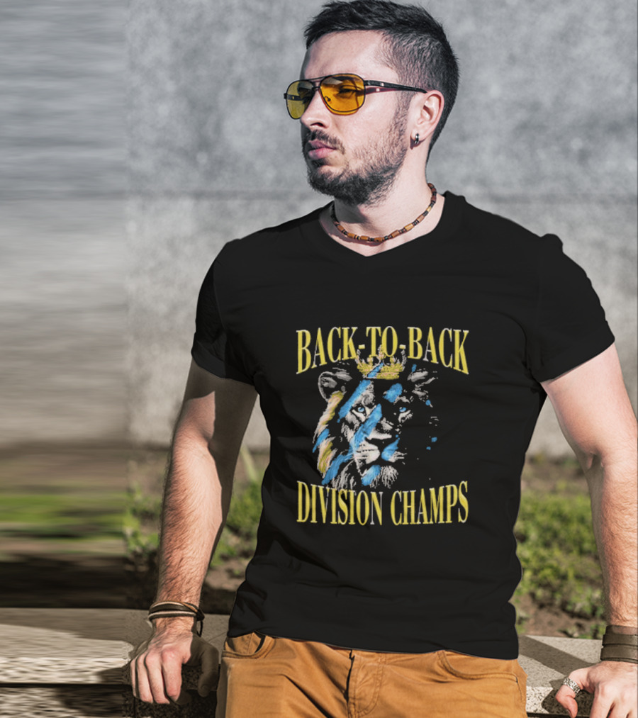 Back To Back Division Champs Lion With Crown Stripes T-Shirt