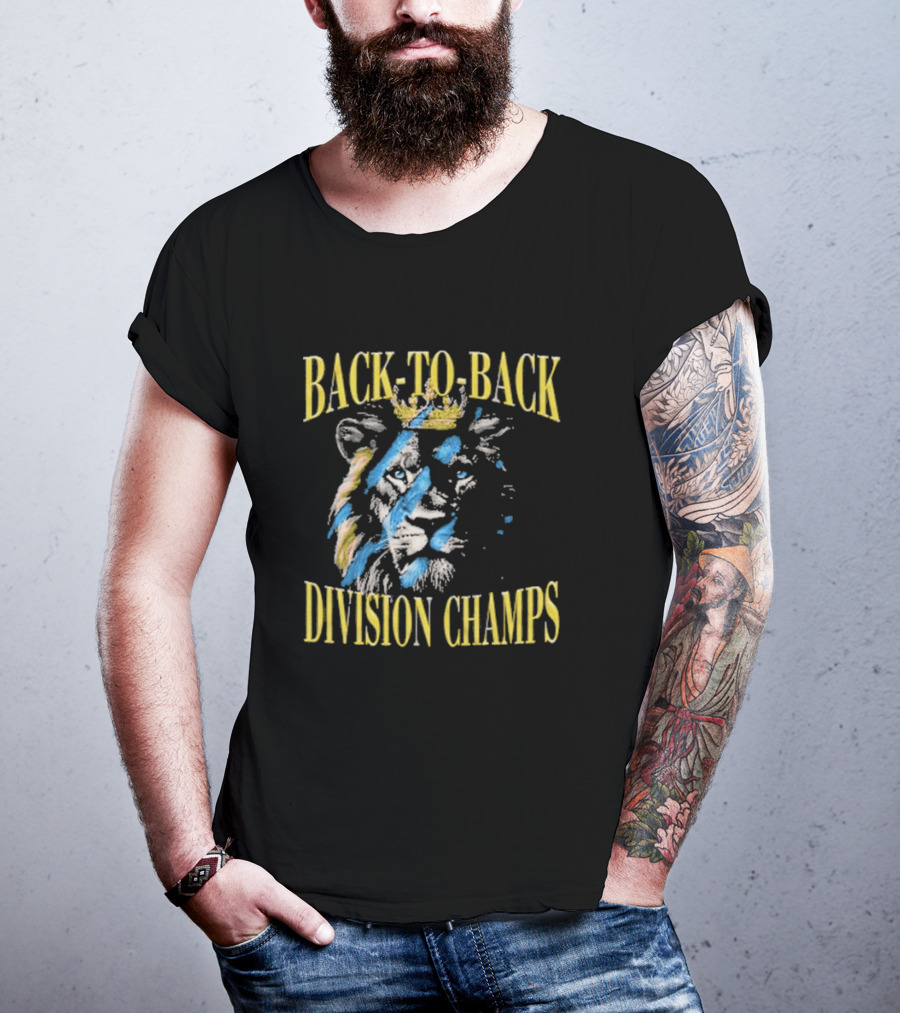Back To Back Division Champs Lion With Crown Stripes T-Shirt