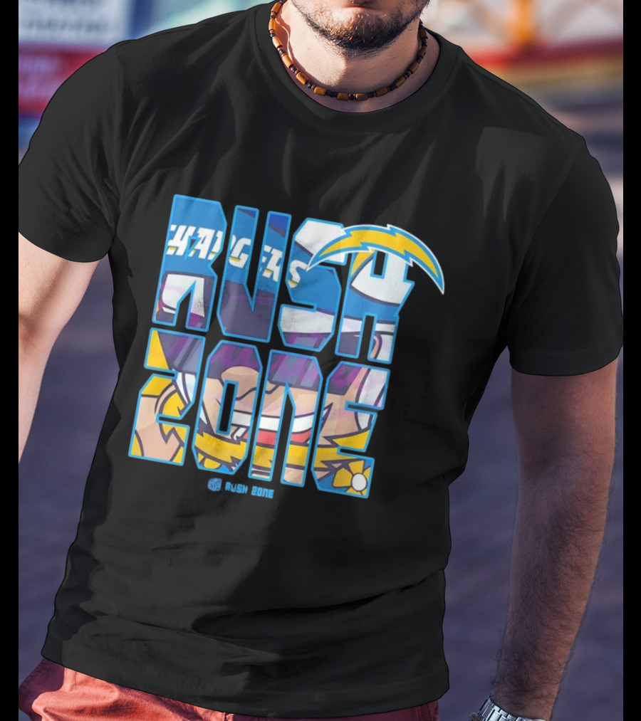 Los Angeles Chargers Rush Zone Cartoon Football T-Shirt