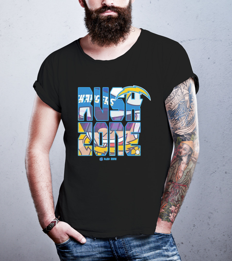 Los Angeles Chargers Rush Zone Cartoon Football T-Shirt