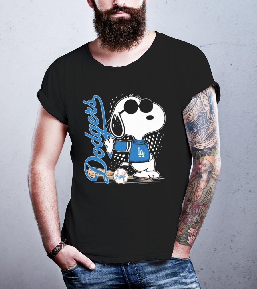 Los Angeles Dodgers Snoopy MLB 2025 Peanuts Baseball Collaboration T-Shirt
