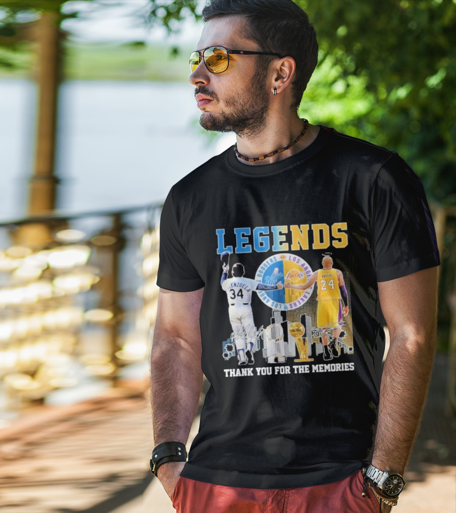 Los Angeles Legends Dodgers Valenzuela Lakers Bryant Thank You For The Memories T-Shirt
