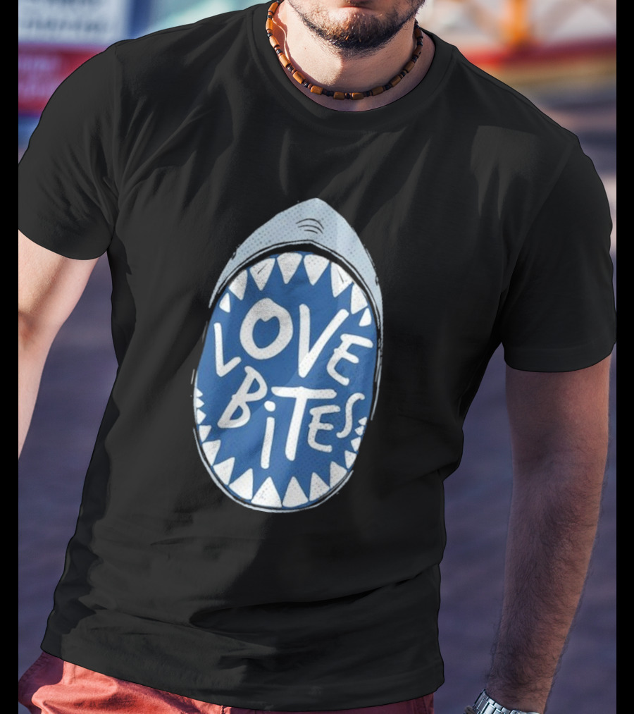 Love Bites Shark Mouth Teeth Graphic T-Shirt