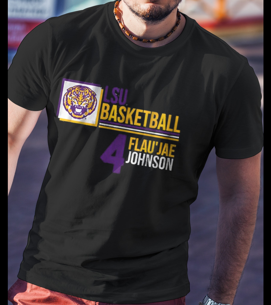 LSU Basketball Flau’Jae Johnson 4 Tiger Logo T-Shirt