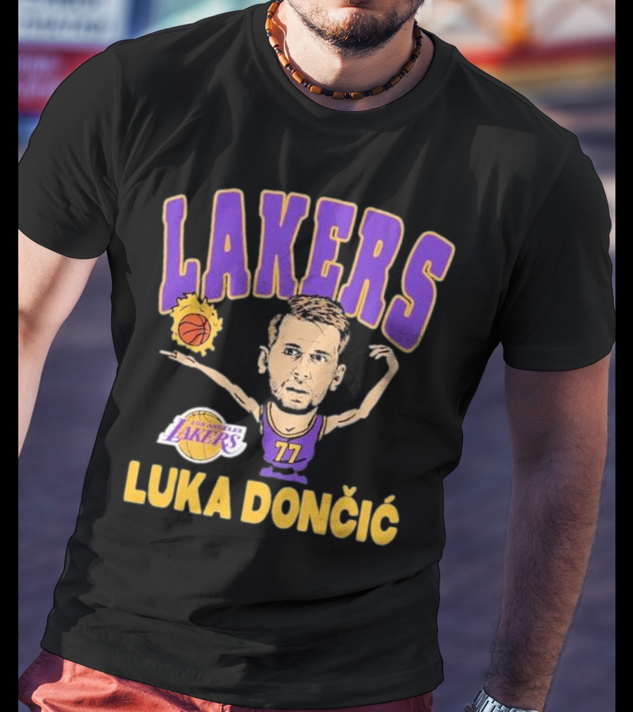 Luka Dončić Los Angeles Lakers Basketball Caricature 77 T-Shirt