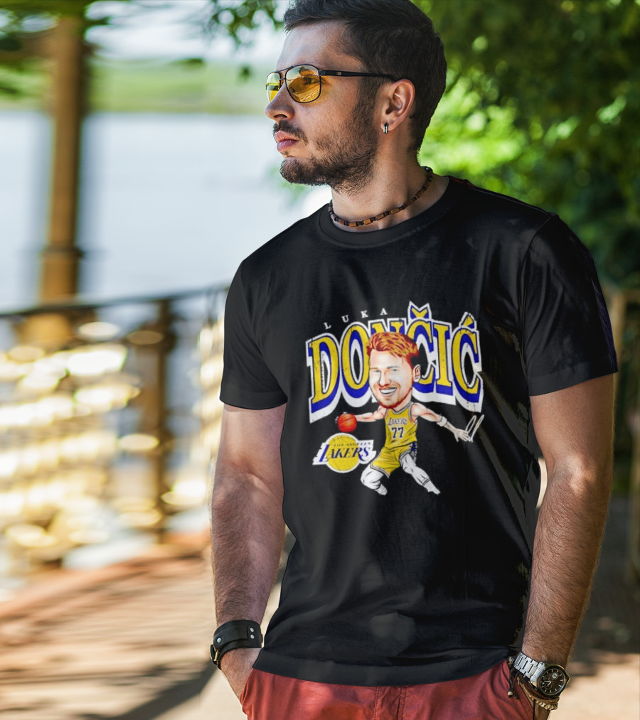 Luka Doncic Los Angeles Lakers Cartoon Lakers Logo T-Shirt
