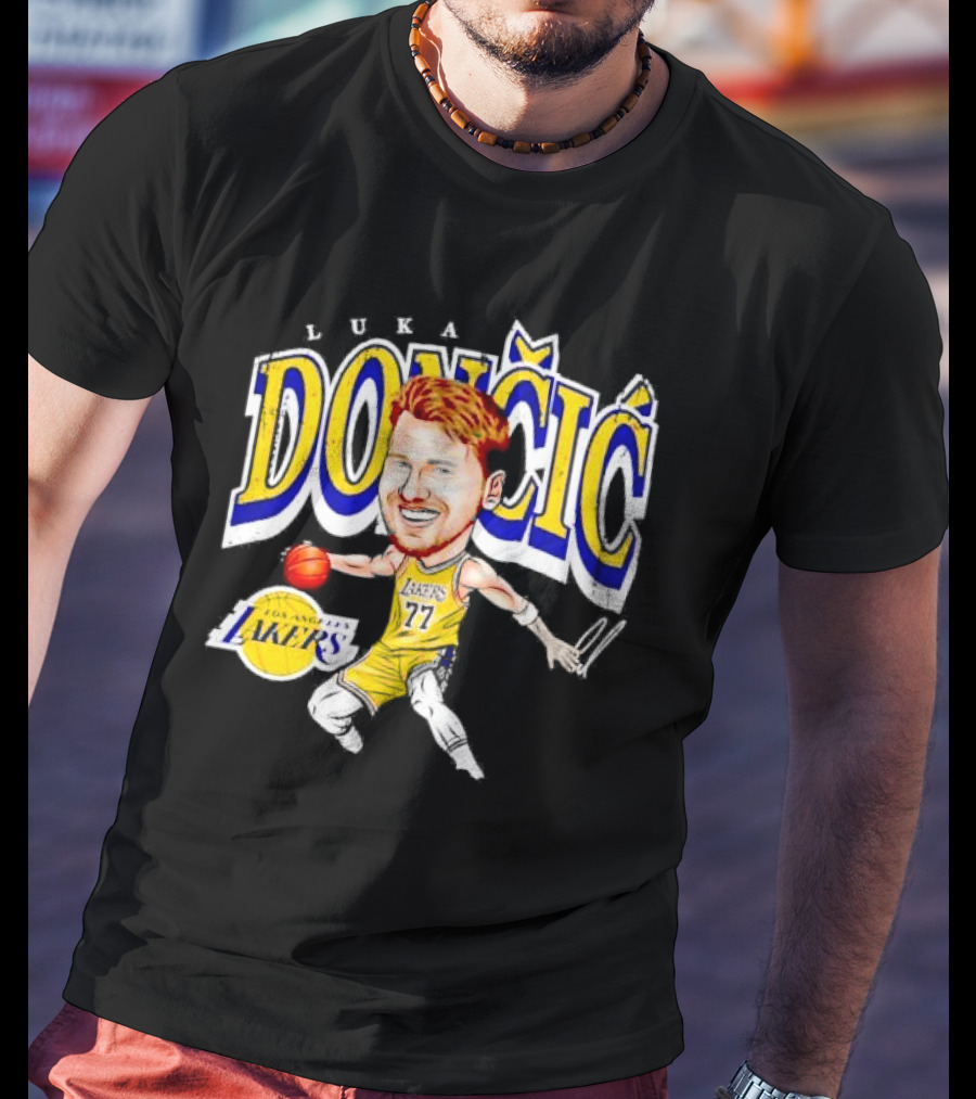 Luka Doncic Los Angeles Lakers Cartoon Lakers Logo T-Shirt