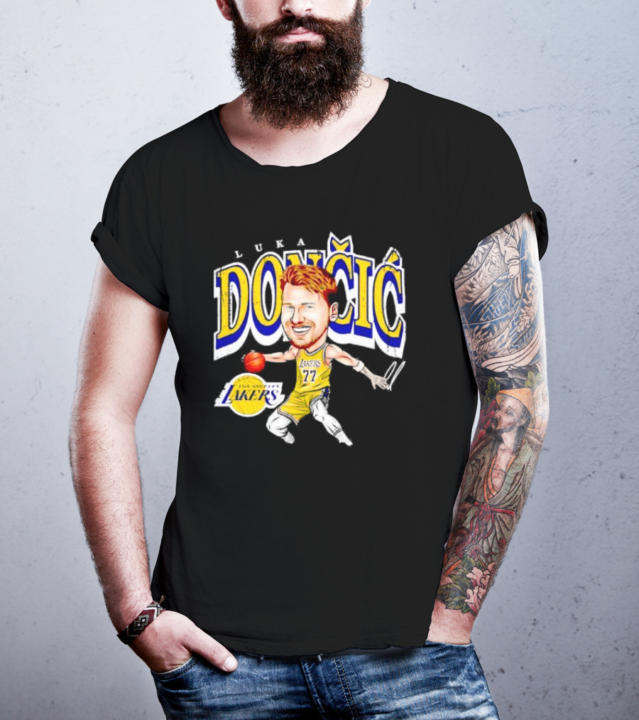 Luka Doncic Los Angeles Lakers Cartoon Lakers Logo T-Shirt
