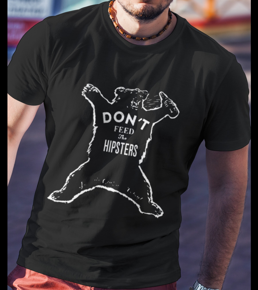 Marjorie Taylor Greene Press Release Parody Don’t Feed The Hipsters Drinking Bear T-Shirt