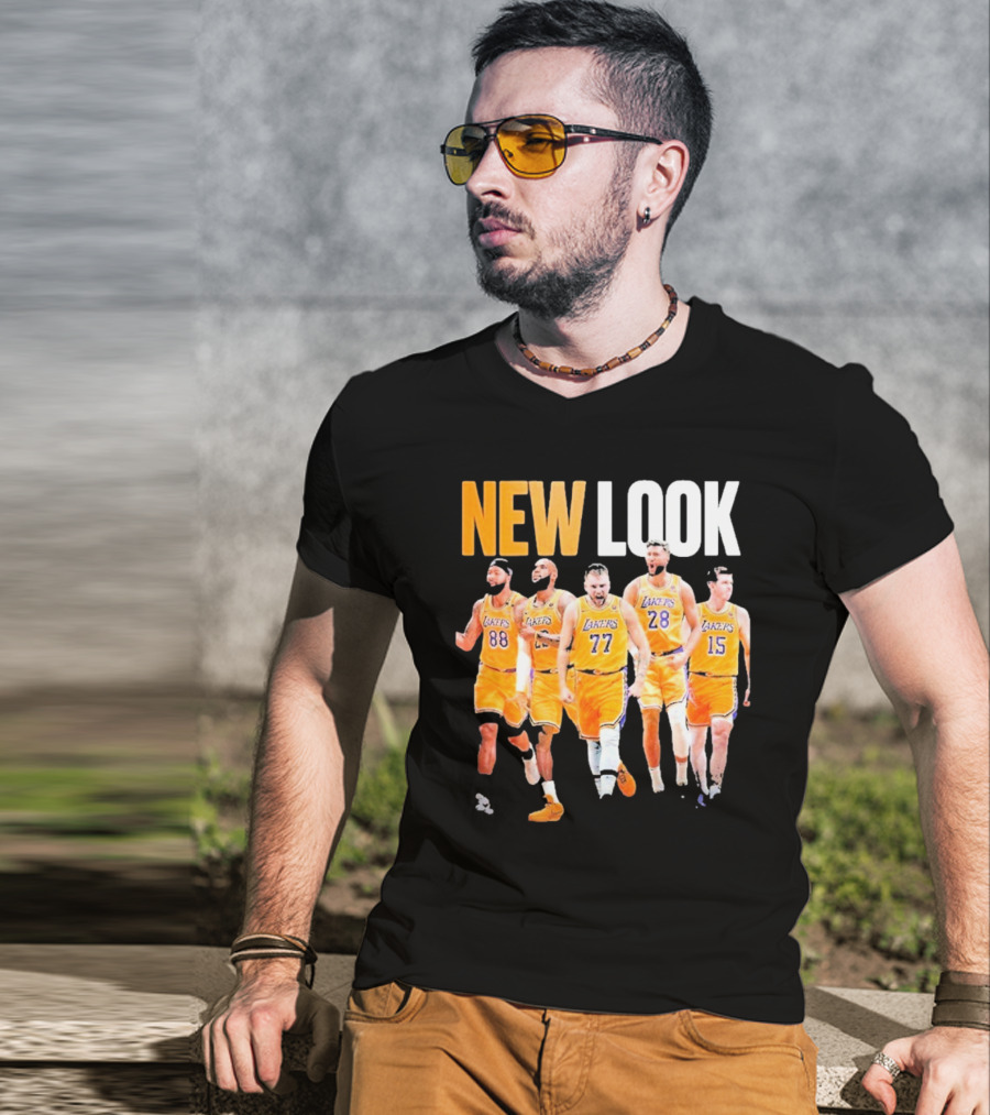 New Look Lakers Starting Five Luka Doncic 77 Los Angeles T-Shirt