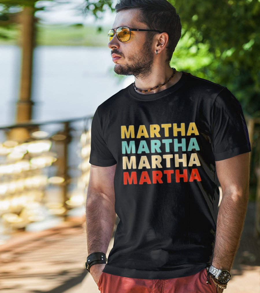 Martha Martha Martha Martha Text Graphic Colorful Block Letters T-Shirt