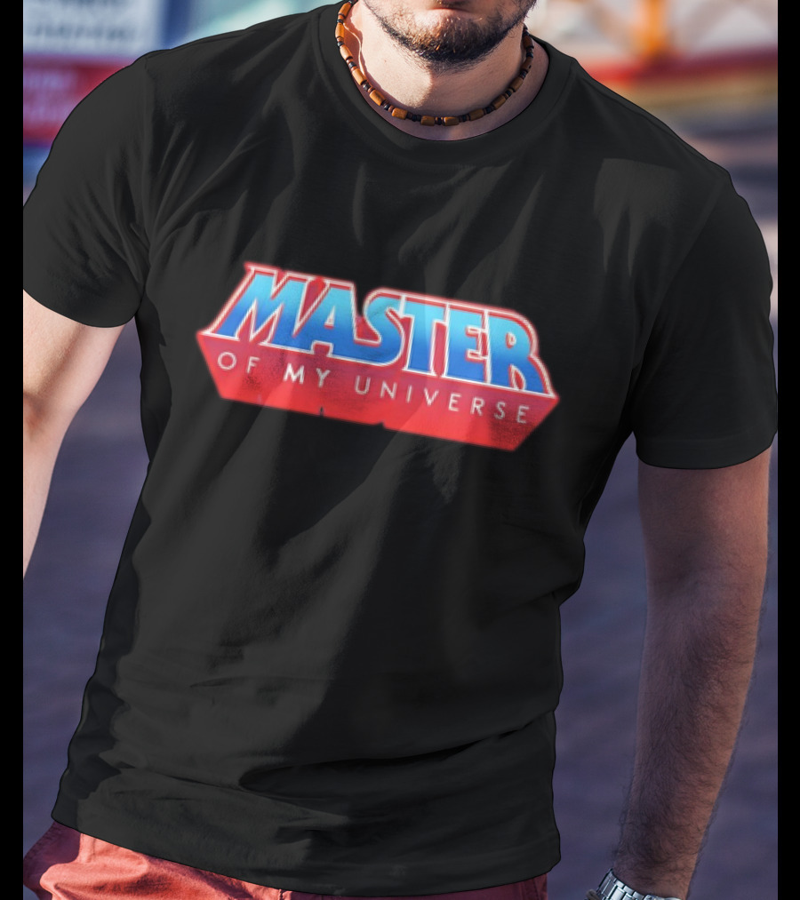 Master Of My Universe Retro Red And Blue Text T-Shirt