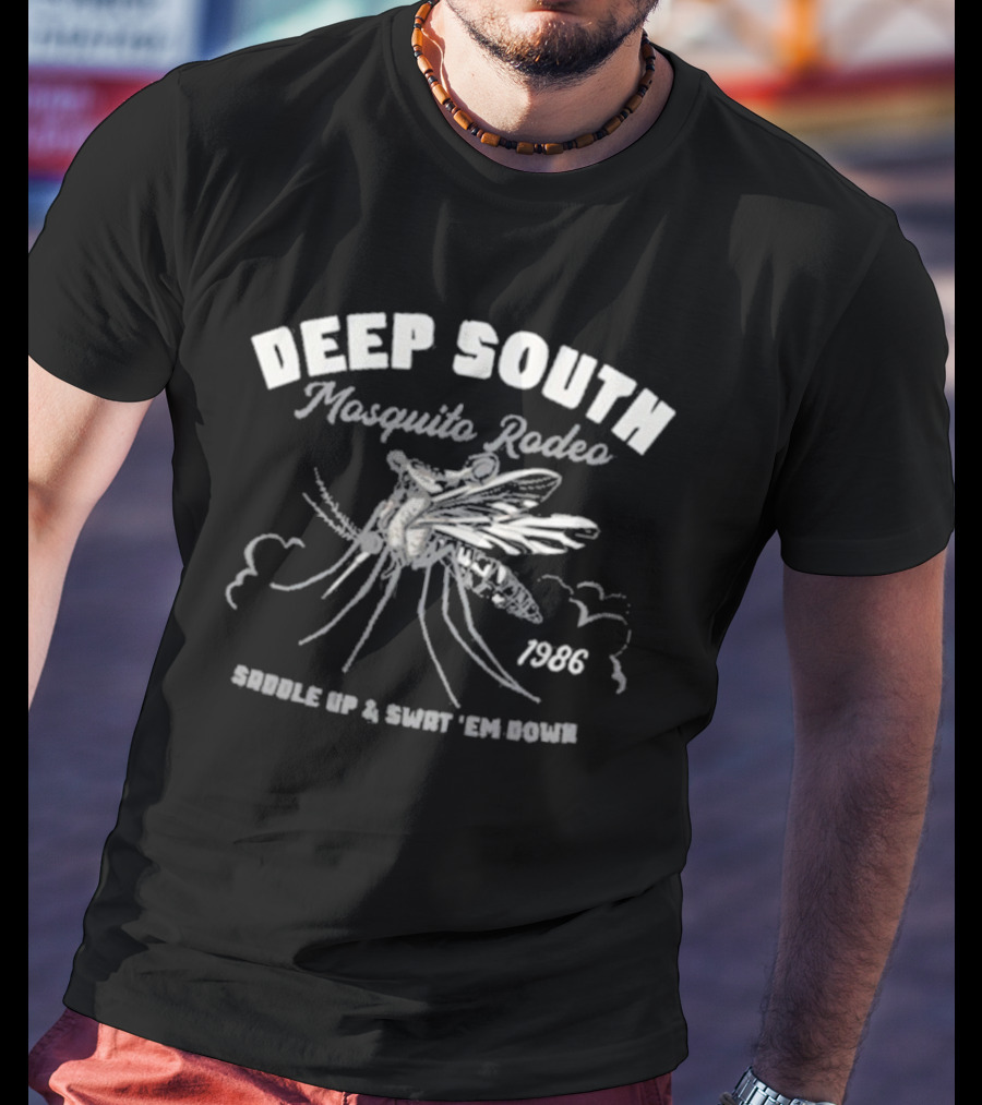 Deep South Mosquito Rodeo Saddle Up And Swat 'Em Down 1986 T-Shirt