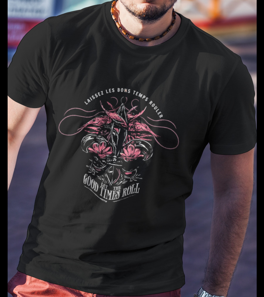 Laissez Les Bons Temps Rouler Good Times Roll Lantern Fleur-de-Lis Motif T-Shirt