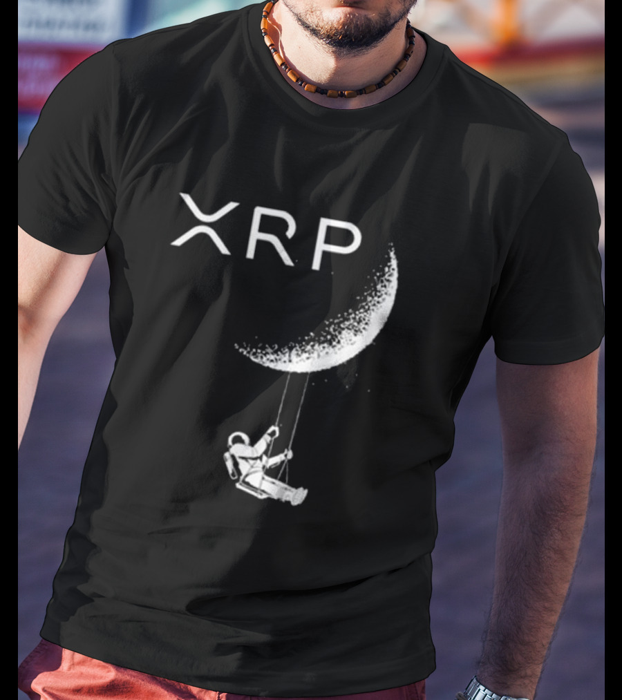 XRP Crypto Astronaut Swinging On Moon T-Shirt