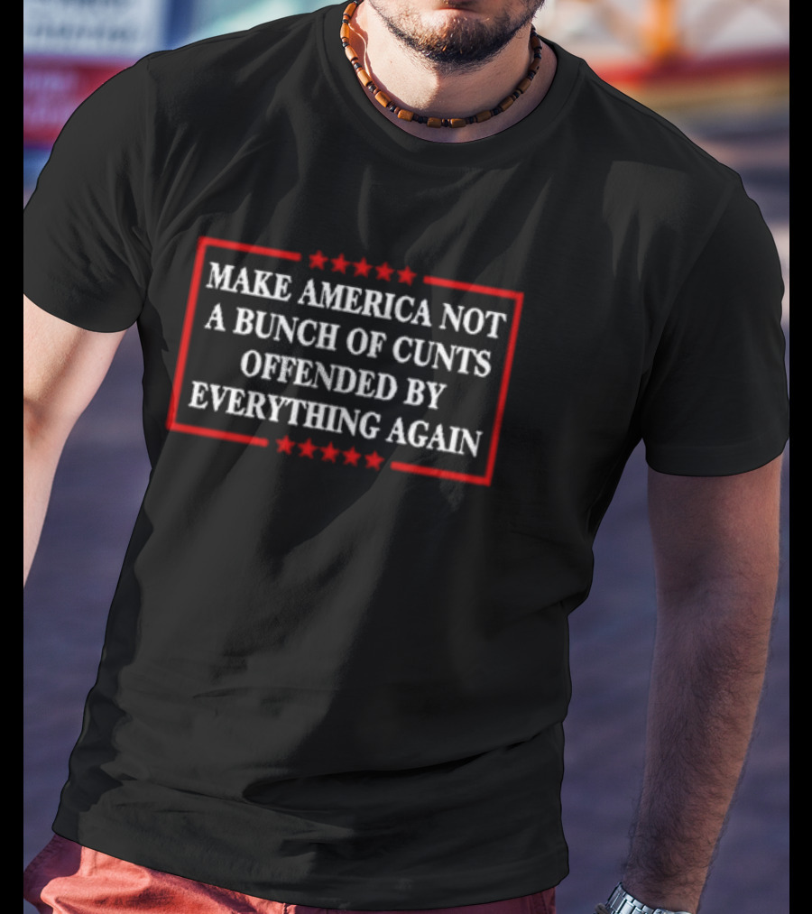 Make America Not A Bunch Of Cunts Offended By Everything Again Red Stars Frame T-Shirt