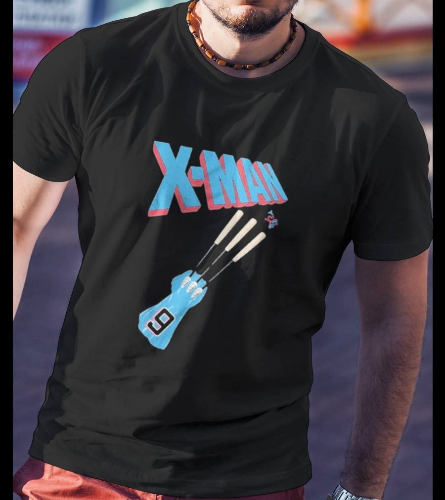X-Man Miami Marlins Baseball Number 9 Batting Glove T-Shirt