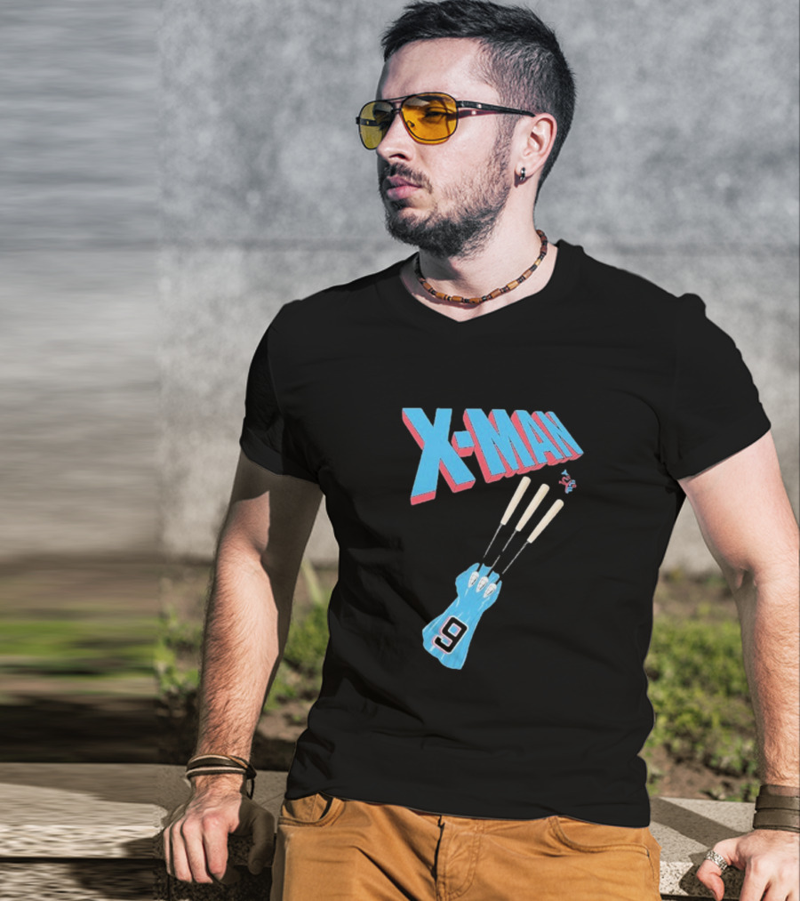 X-Man Miami Marlins Baseball Number 9 Batting Glove T-Shirt