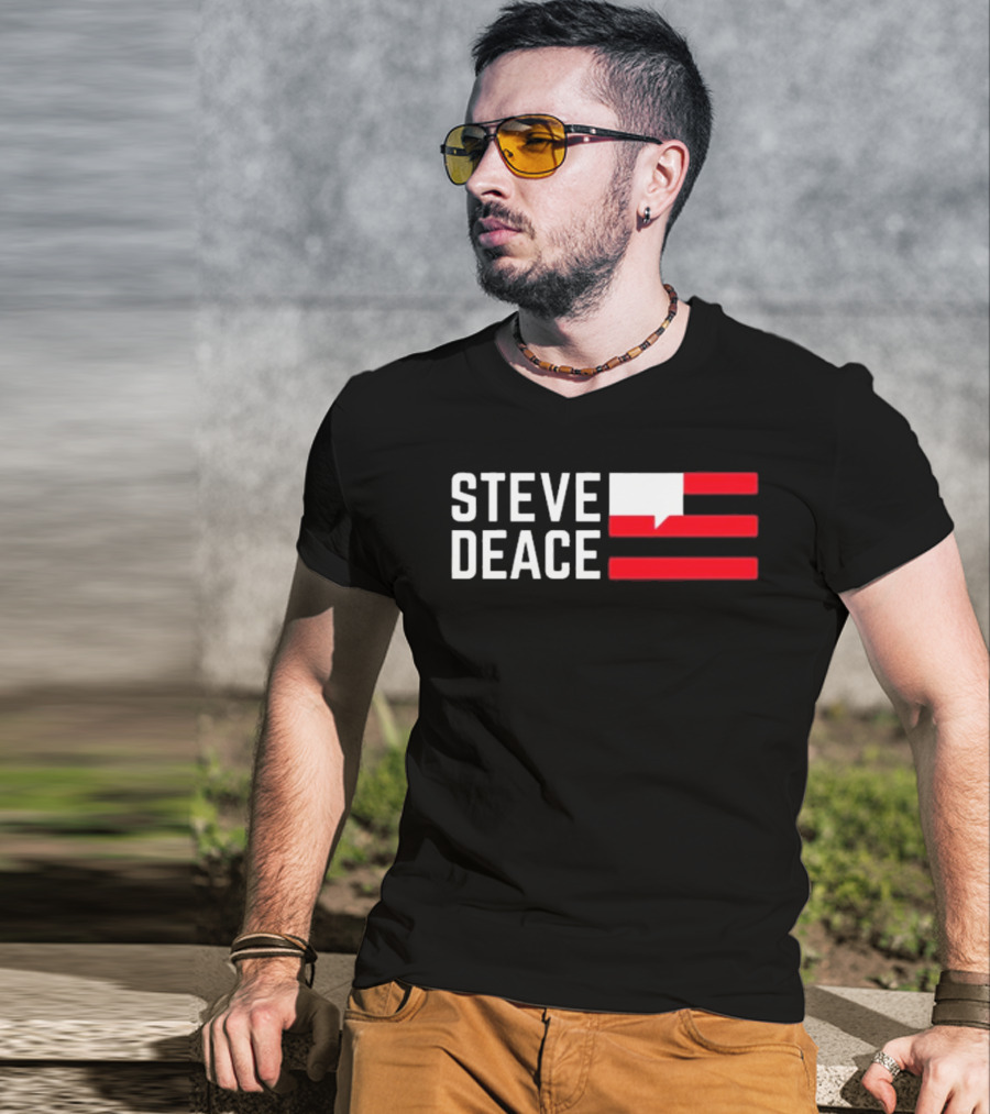 STEVE DEACE Red White Speech Bubble Stripes T-Shirt