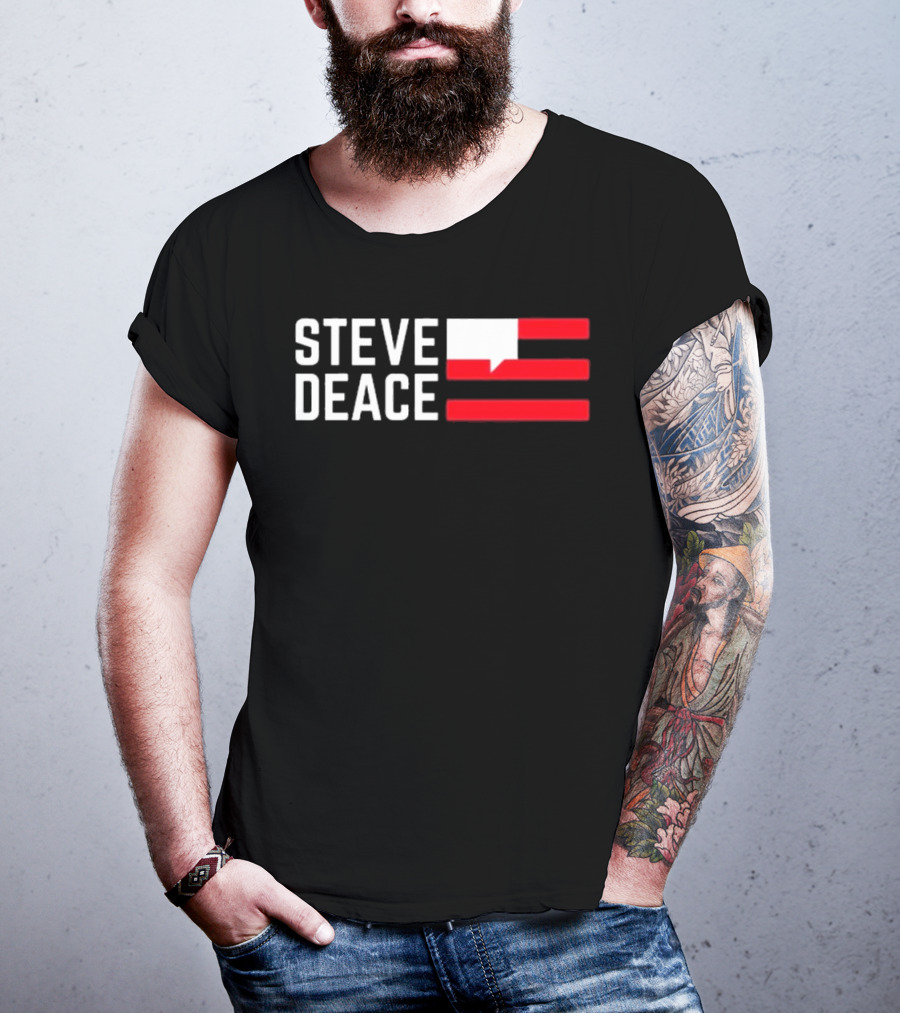 STEVE DEACE Red White Speech Bubble Stripes T-Shirt