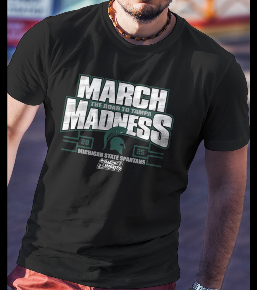 March Madness The Road To Tampa 2025 Michigan State Spartans NCAA Women's Basketball Tournament T-Shirt