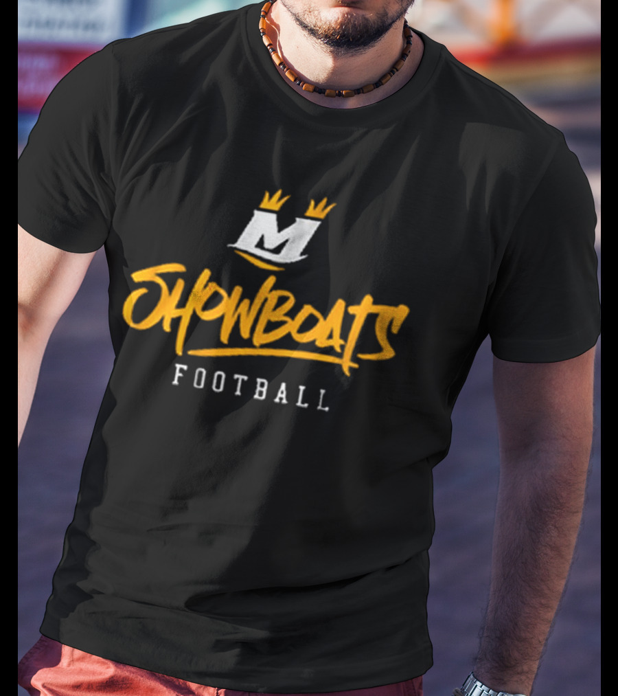 Showboats Football Memphis M Crown Stylized Text T-Shirt