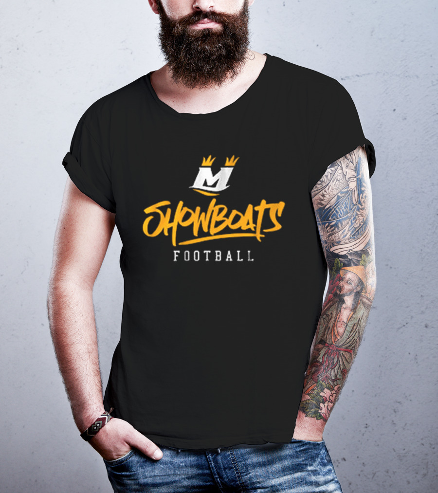 Showboats Football Memphis M Crown Stylized Text T-Shirt