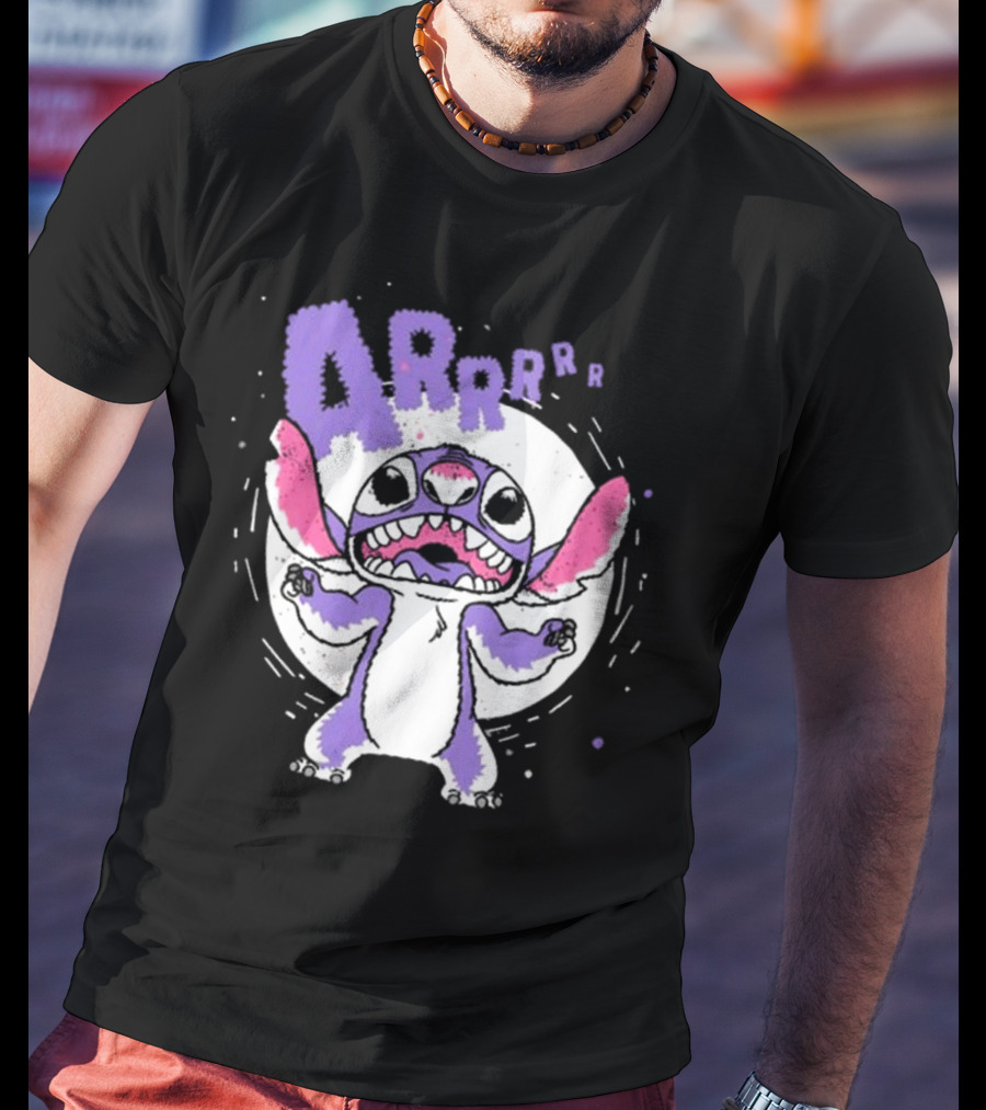 Midnight Stitch ARRp Purple Alien Character With Moon Background T-Shirt