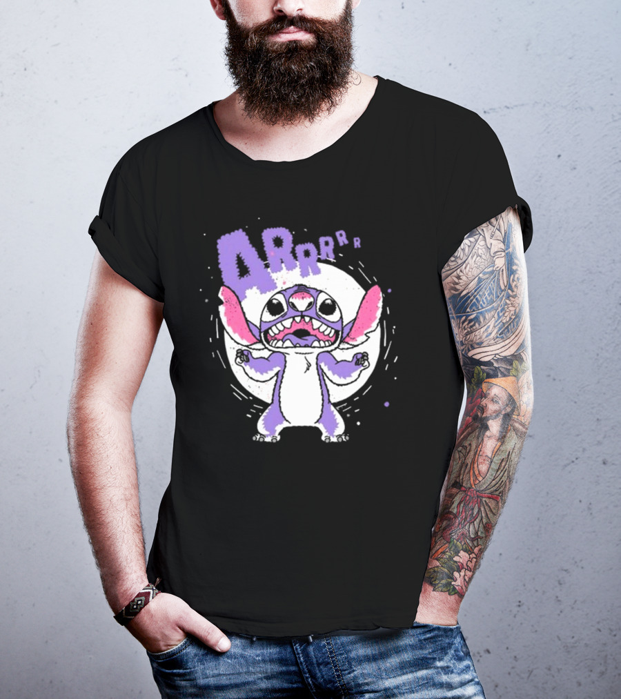 Midnight Stitch ARRp Purple Alien Character With Moon Background T-Shirt
