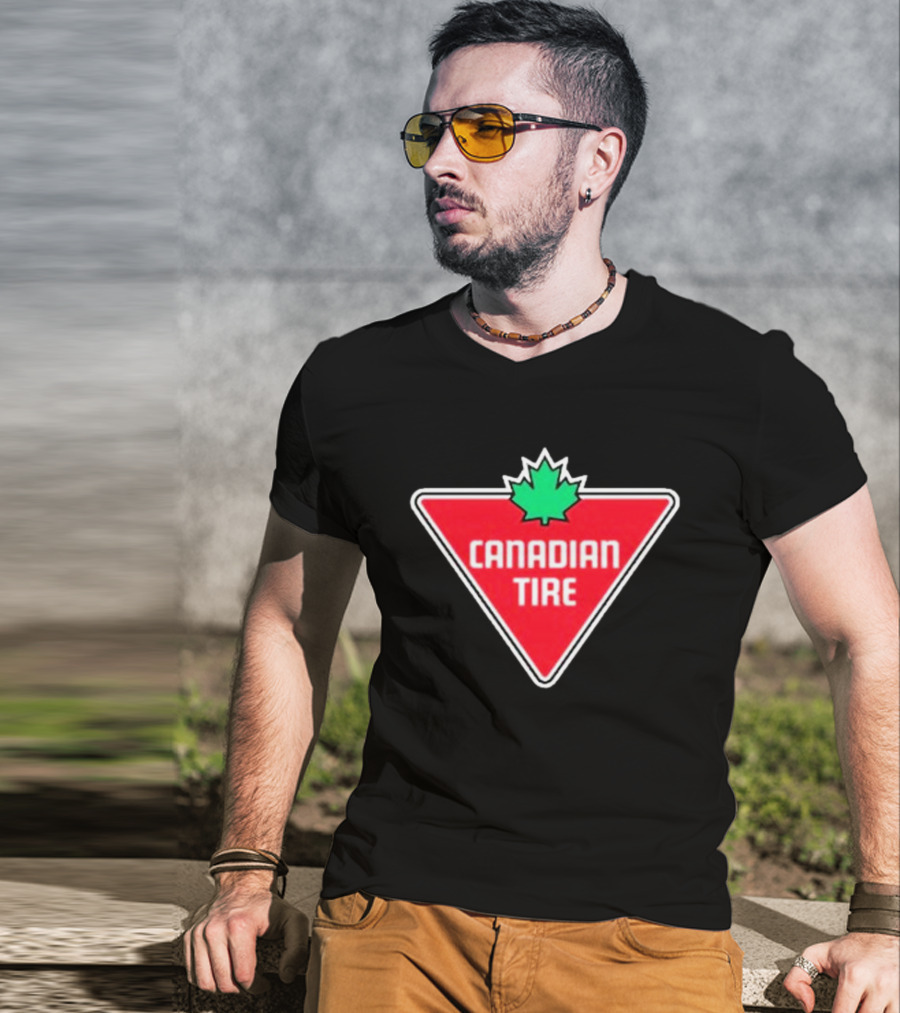 Mike Myers Canadian Tire Logo Red Triangle With Green Maple Leaf T-Shirt