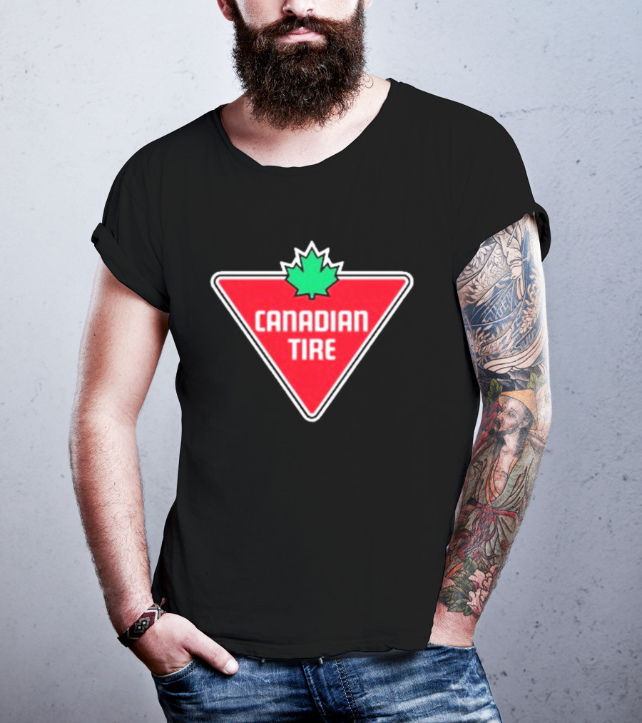 Mike Myers Canadian Tire Logo Red Triangle With Green Maple Leaf T-Shirt