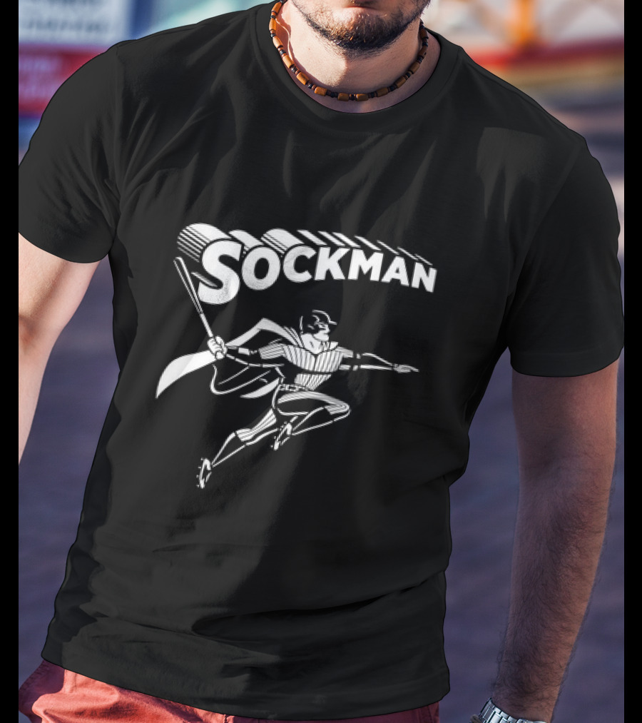 Mike Tauchman New York Yankees Baseball Sockman Dynamic Heroic Pose T-Shirt