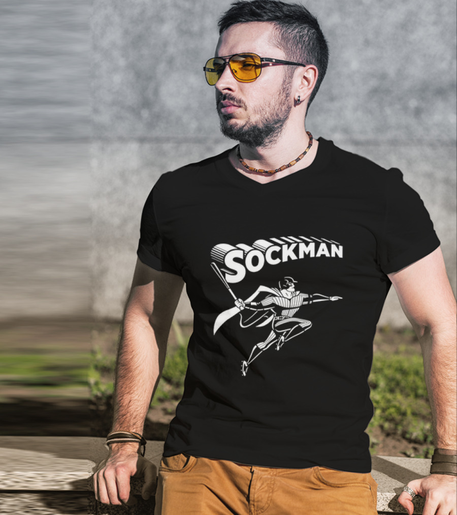 Mike Tauchman New York Yankees Baseball Sockman Dynamic Heroic Pose T-Shirt
