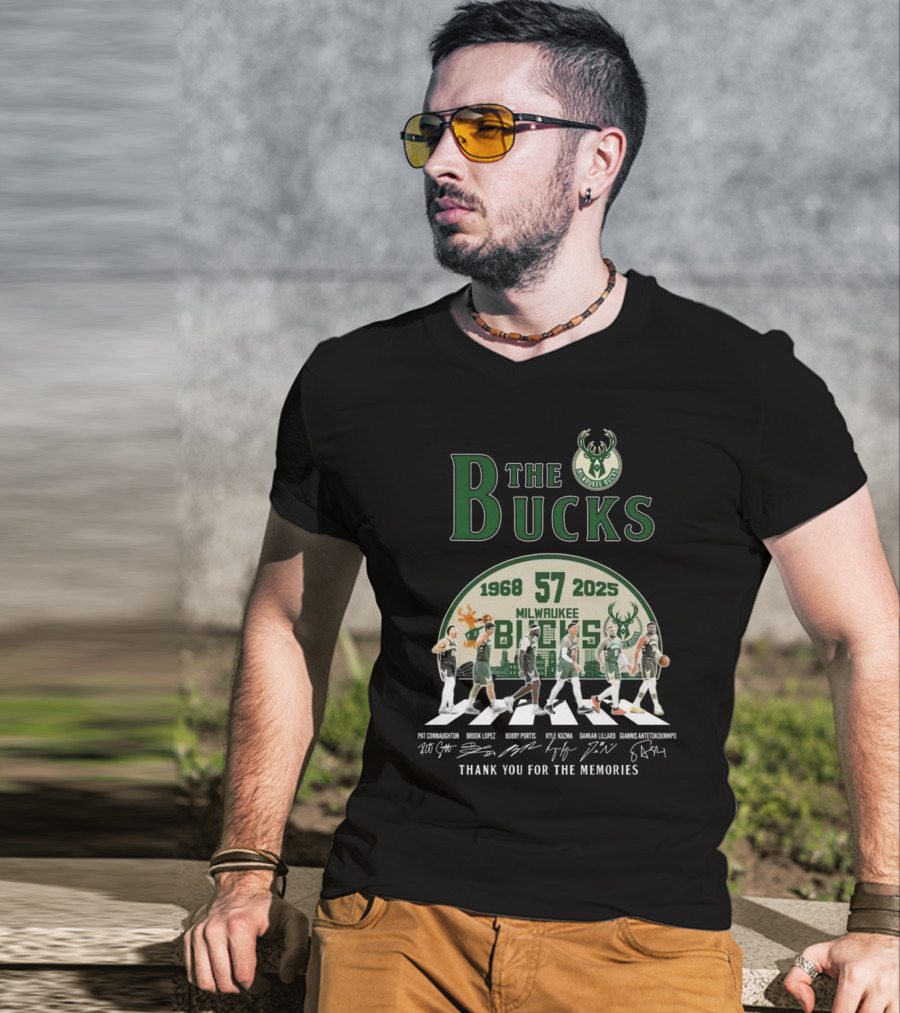 Milwaukee Bucks 57 Years 1968-2025 Thank You For The Memories T-Shirt